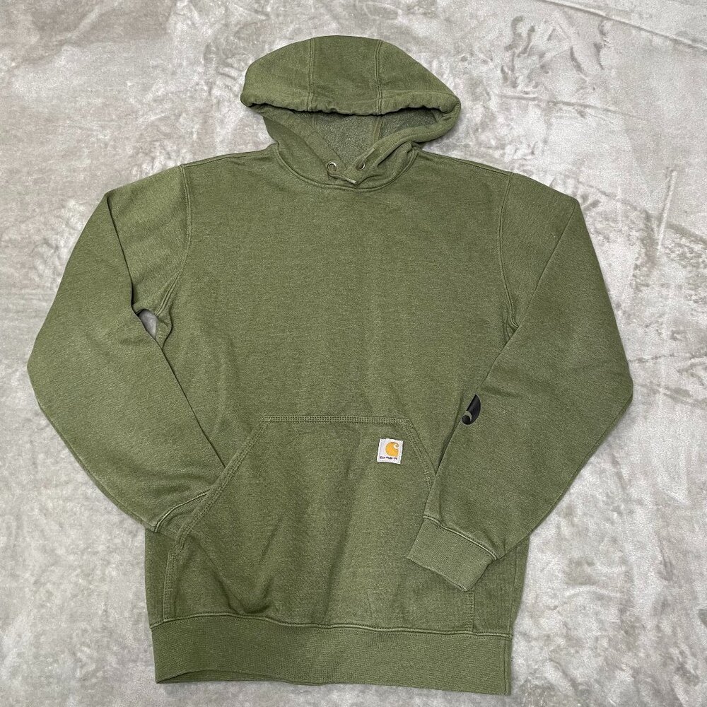 Carhartt Mens Loose Fit Midweight Logo Sleeve Hoodie Size Small Green
